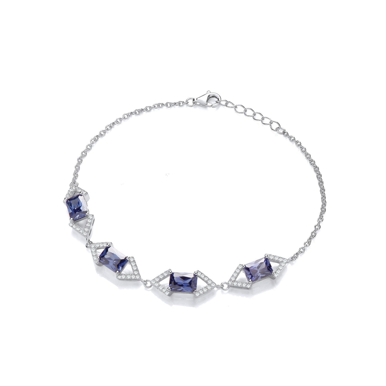 Tanzanite & Clear Cubic Zirconias Ladies Silver Bracelet - Fine Bracelet - Certified Authenti – Luxury Jewellery by Im
